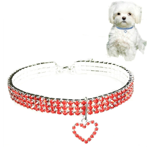 

2 PCS Pet Supplies Elastic Love Cats And Dogs Accessories Pet Collars, Size:S(Red)