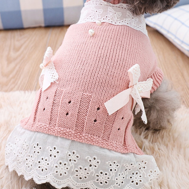 

Autumn Puppy Clothes Teddy Bichon Hiromi Autumn And Winter Clothes Thick Wool Skirt, Size: L(Pink)