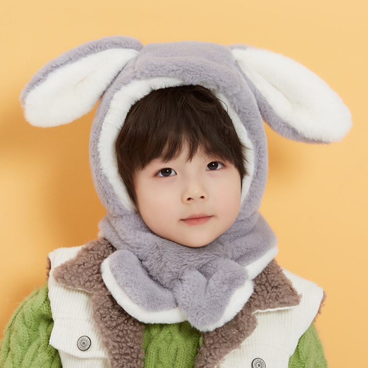

Winter Children Dual-Use Scarf Warm and Plush Cute Rabbit Collar Baby Plush Cold Outdoor Hat, Colour: Gray(74cm (3-12 Years Old))