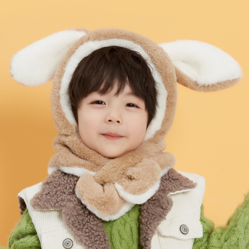 

Winter Children Dual-Use Scarf Warm and Plush Cute Rabbit Collar Baby Plush Cold Outdoor Hat, Colour: Khaki(74cm (3-12 Years Old))