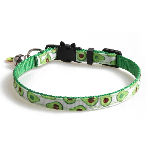 

4 PCS Pet Webbing Fruit Cat Collar With Fruit Accessories Bell Pet Collar, Size:1x28cm(Avocado)