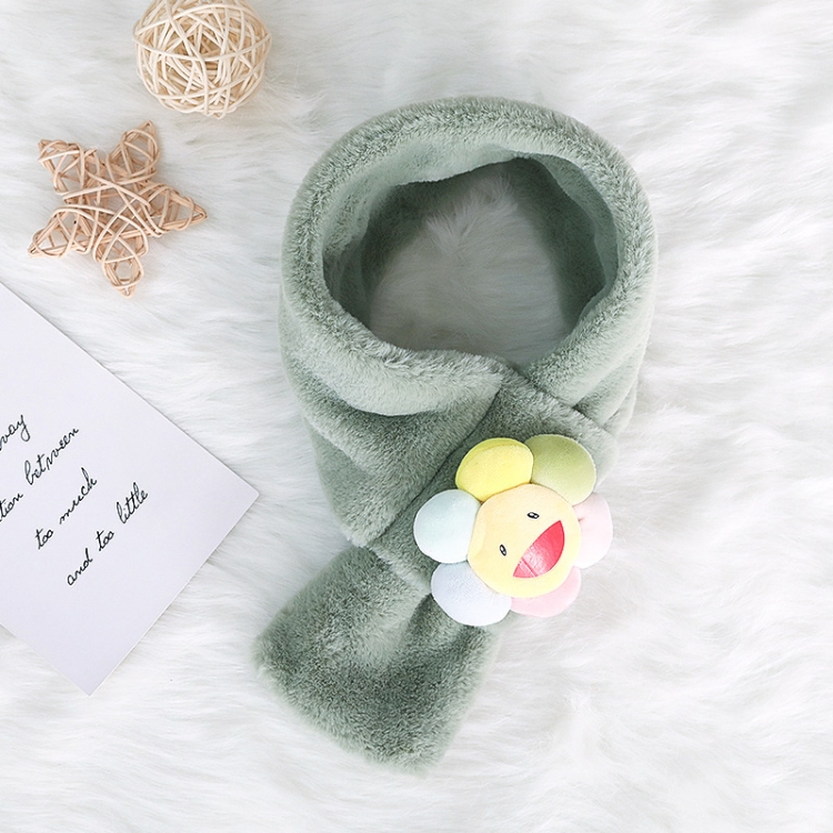 

Autumn And Winter Children Scarf Plush Warmth Quilted Baby Scarf Cute Cartoon Scarf, Size:79 x 10cm(Sun Flower-Bean Green)
