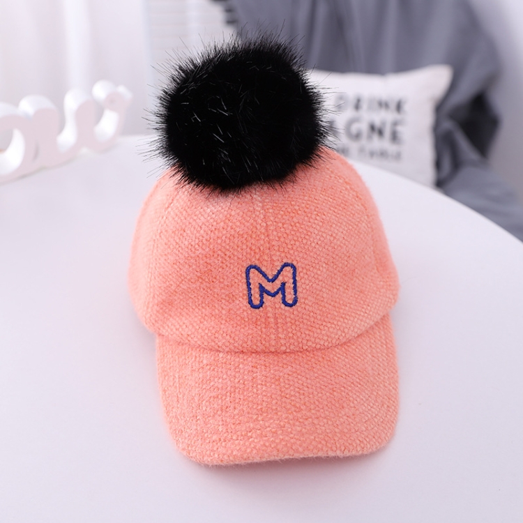 

MZ9922 Children Baseball Caps Autumn And Winter Letter Pattern Hats With Fur Balls, Size: 52cm Adjustable(Orange)