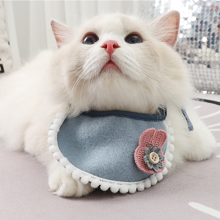 

2 PCS Pet Dog Saliva Towel Cat Bib Scarf, Size: L(Blue)