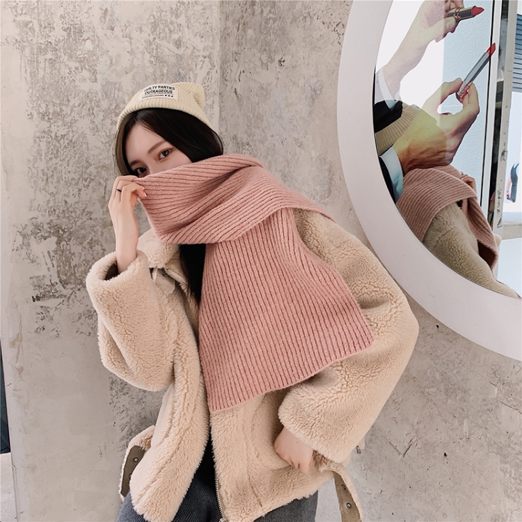 

Autumn And Winter All-Match Pure Color Knitted Scarf Warm Scarf, Size:190 x 40cm(Snow Bud Powder)