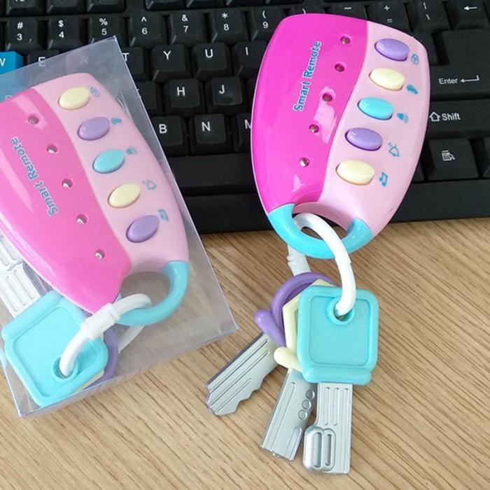 

Car Remote key Model Infant Puzzle Early Education Music Key Toy(Pink)