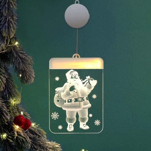 

2 PCS Christmas Decoration Lights 3D Acrylic Board Hanging Lights, Specification:Battery Powered, Style:Santa Claus