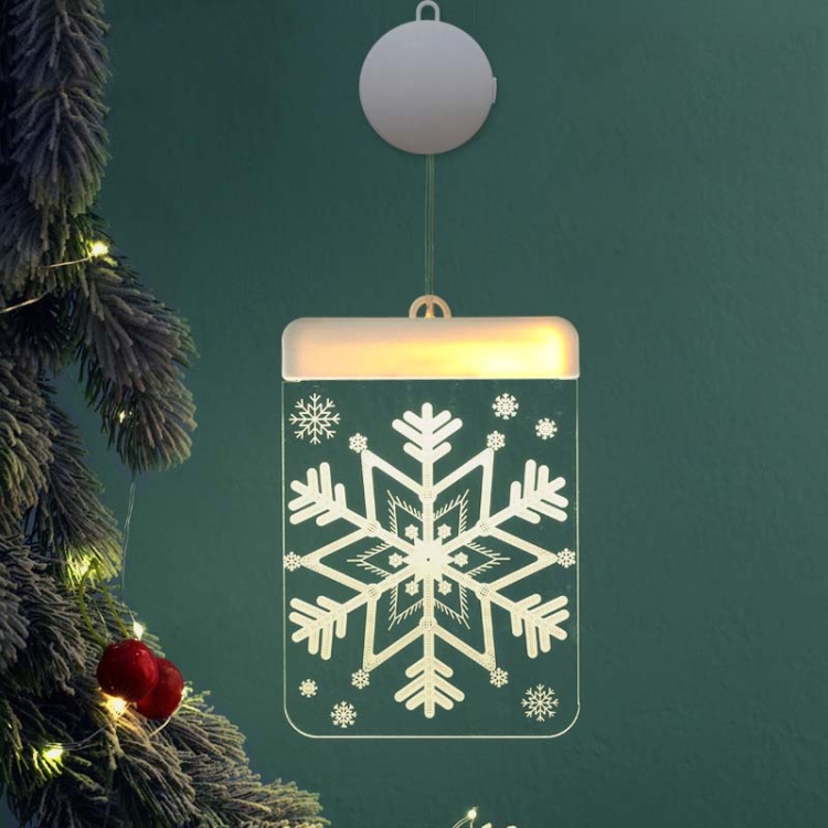 

2 PCS Christmas Decoration Lights 3D Acrylic Board Hanging Lights, Specification:Battery Powered, Style:Snowflake