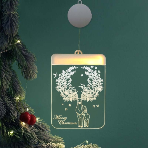 

2 PCS Christmas Decoration Lights 3D Acrylic Board Hanging Lights, Specification:USB Powered, Style:Elk