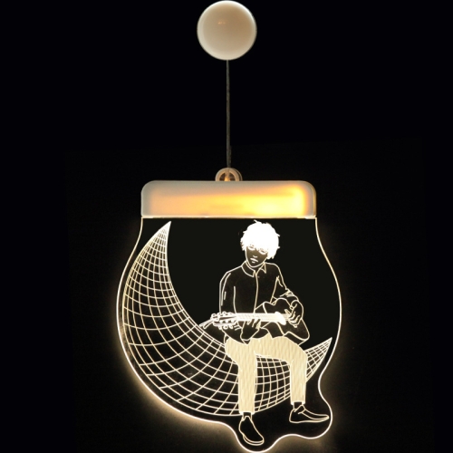 

2 PCS Christmas Decoration Lights 3D Acrylic Board Hanging Lights, Specification:USB Powered, Style:Guitar Boy