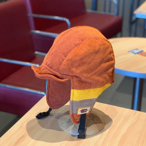 

Winter Couple Casual Contrast Color Wild Corduroy Flying Cap Ear Protection Cap, Size: M (56-58cm)(Rust Red)