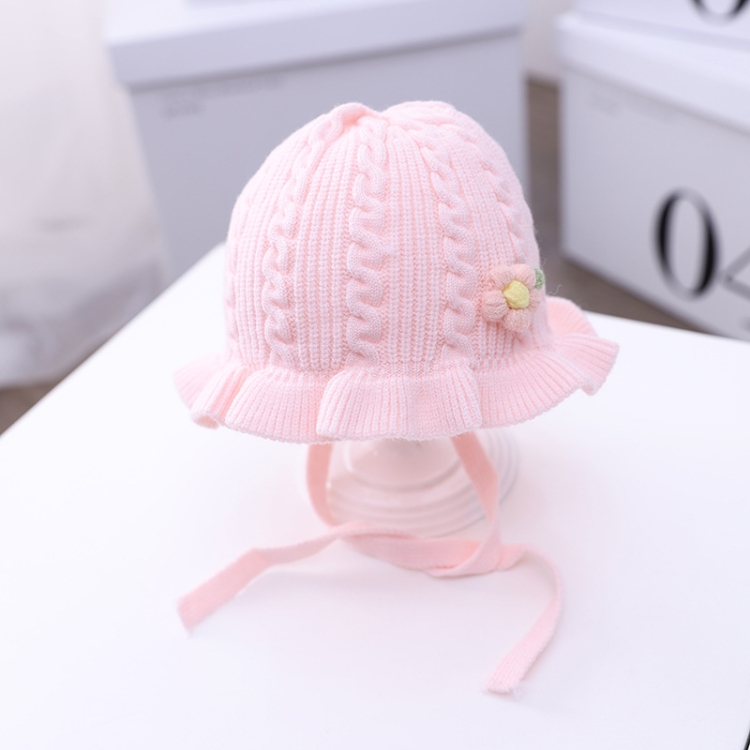 

C0055 Small Flower Shape Newborn Knitted Hat Winter Baby Warm Wool Hat, Size: One Size(Pink)