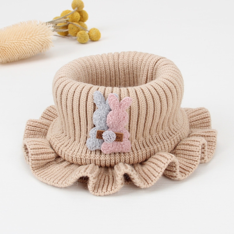 

2 PCS Children Scarf Woolen Stringy Selvedge Warm Bib, Size:33x14cm, Style:Rabbit(Beige)