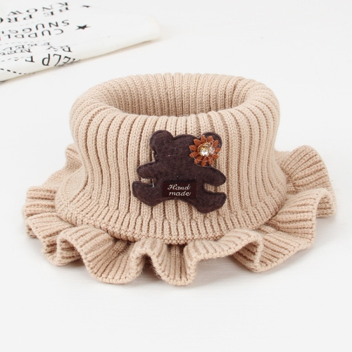 

2 PCS Children Scarf Woolen Stringy Selvedge Warm Bib, Size:33x14cm, Style:Little Bear(Beige)