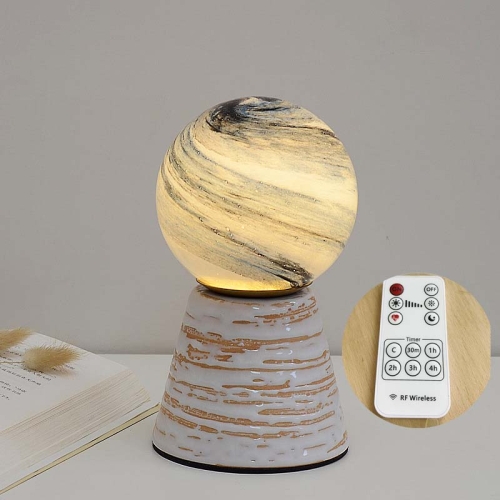 

Creative Ceramic Planet Lamp Warm Decoration Moon Lamp Birthday Gift Bedroom Bedside Table Lamp, Power source: Remote Control Switch-USB Cable( Milk White Base-12CM Blue Planet)