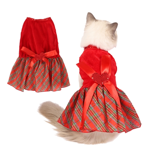 

Christmas Pet Dog Plaid Butterfly Skirt, Size: XXS(Red)