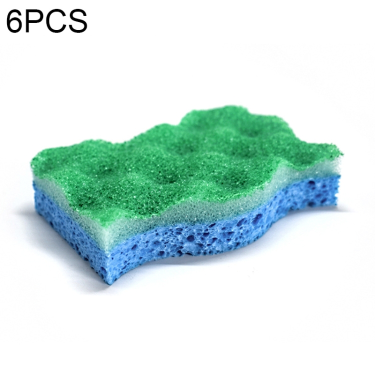 

6 PCS Household Cleaning Sponge Kitchen Scouring Pad(Green )