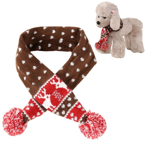 

Christmas Pet Scarf Autumn And Winter Warm Elk Christmas Dog Scarf, Size:L(Brown)