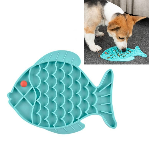 

2 PCS Pet Cats and Dogs Silicone Slow Food Mat Anti-choke Bowl, Style:Fish Type(Blue)