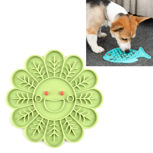 

2 PCS Pet Cats and Dogs Silicone Slow Food Mat Anti-choke Bowl, Style:Flower Type(Green)