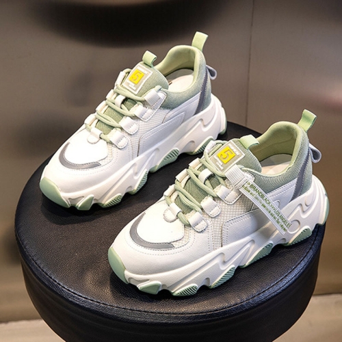 

Autumn And Winter Casual Sports Shoes Female Leather Old Shoes, Size: 35(Increase In Green)