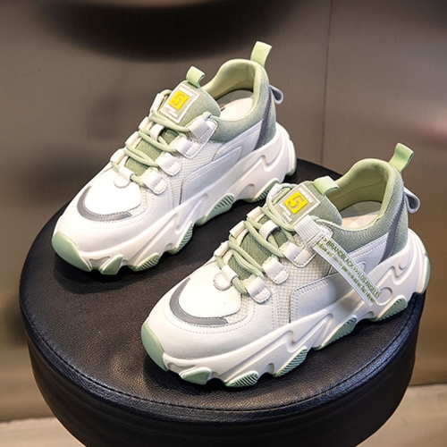 

Autumn And Winter Casual Sports Shoes Female Leather Old Shoes, Size: 36(Increase In Green)