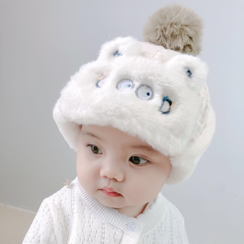 

C0054 Cartoon Three-dimensional Animal Children Hat Winter Plus Velvet Thick Warm Flying Cap Ear Protection Cap, Size: About 50cm(Beige)