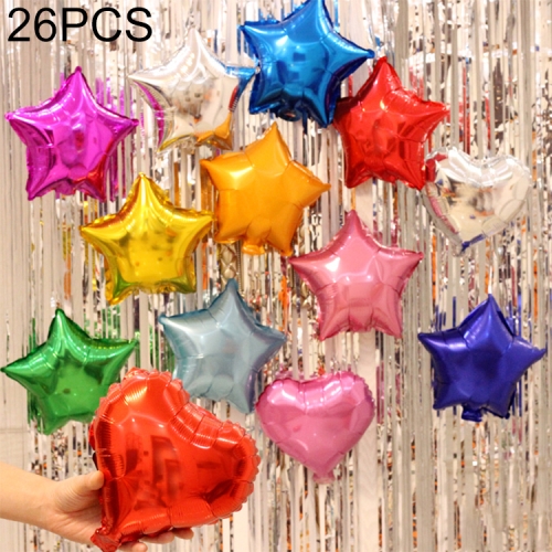 

26 PCS 18 Inch Star-Shaped Aluminum Foil Balloon Holiday Domestic Aluminum Foil Balloon Decoration, Random Color Delivery