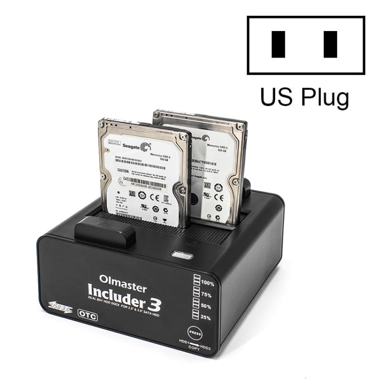 

Olmaster HED-2001U3 Dual Bay External Mobile Hard Disk Box Base(US Plug)