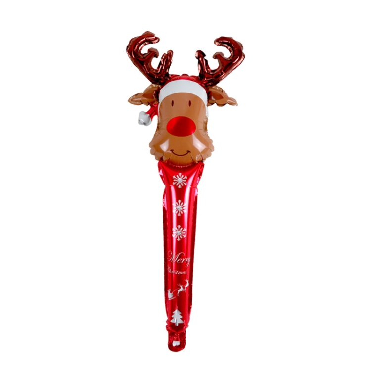 

20 PCS 24 Inch Christmas Inflatable Stick Cane Candy Elk Head Handheld Balloon Aluminum Film Material Decoration Balloon(Deer Head)