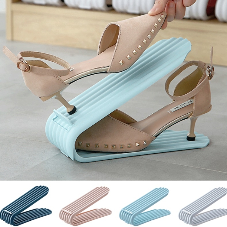 

4 PCS Shoe Cabinet Storage Adjustable Double-Layer Rack Folding Shoe Rack