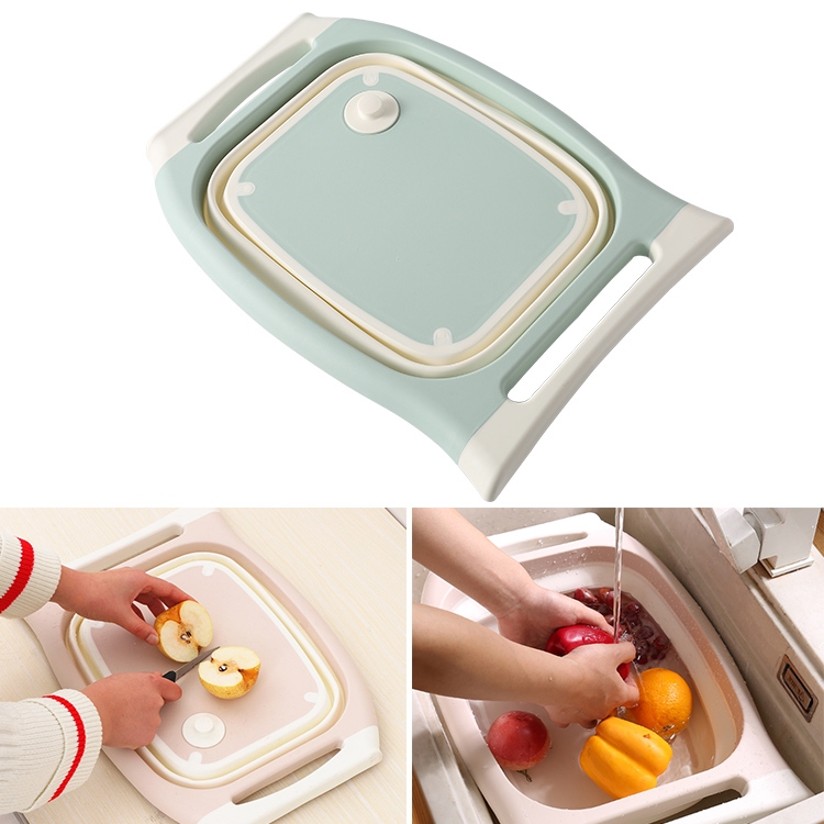 

Multifunctional Cutting Board Kitchen Foldable Vegetable Washing Basin, Size:Large(Blue)