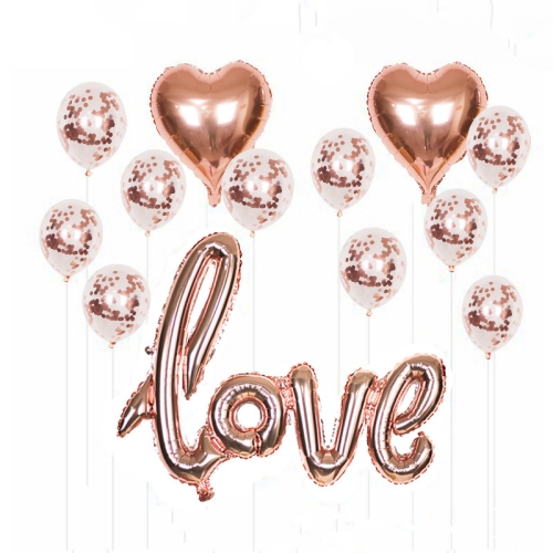 

2 PCS LOVE Aluminum Foil Balloon Decoration Set Wedding Wedding Wedding Venue Layout Balloons, Style:LOVE + 2 Heart Shape + 10 Sequins