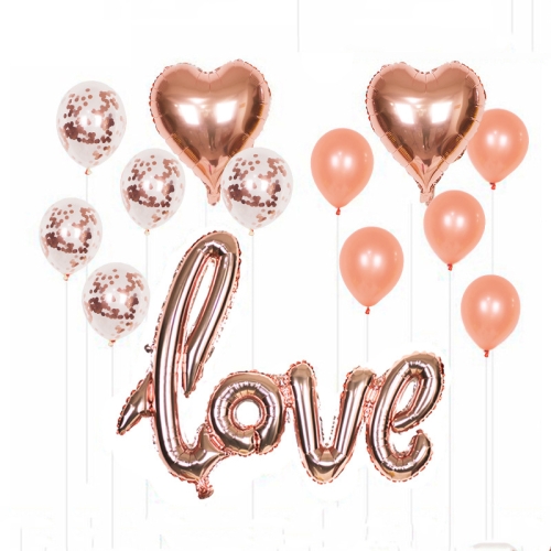 

2 PCS LOVE Aluminum Foil Balloon Decoration Set Wedding Wedding Wedding Venue Layout Balloons, Style:LOVE + 2 Heart Shape + 5 Sequins 5 Latex