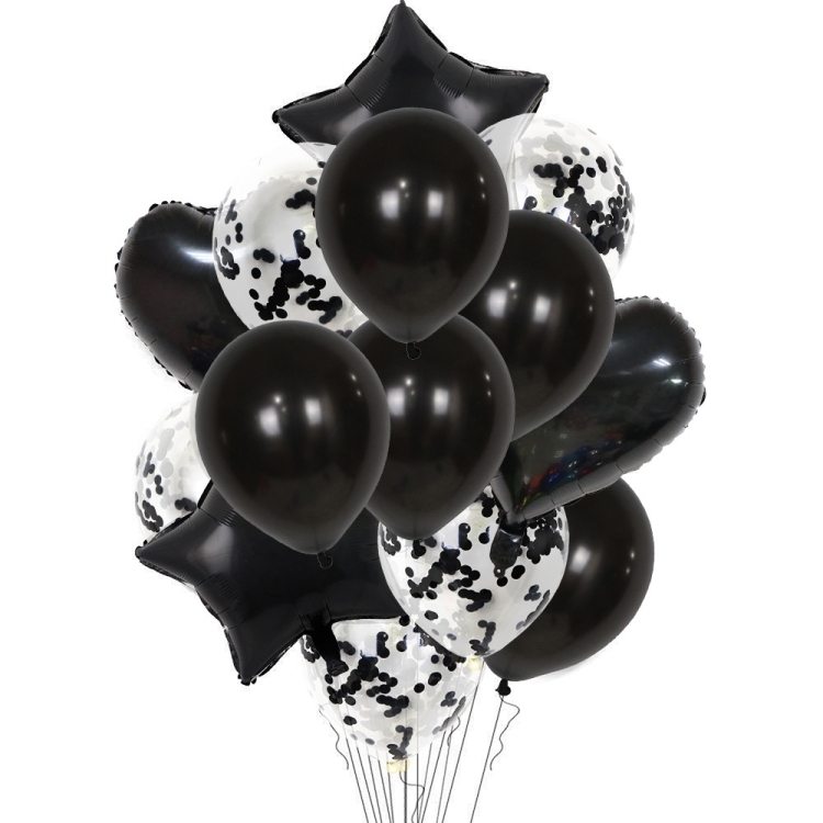 

2 PCS 18 Inch Aluminum Pearl Sequins Balloon Set Party Decoration Holiday Decoration(Black)