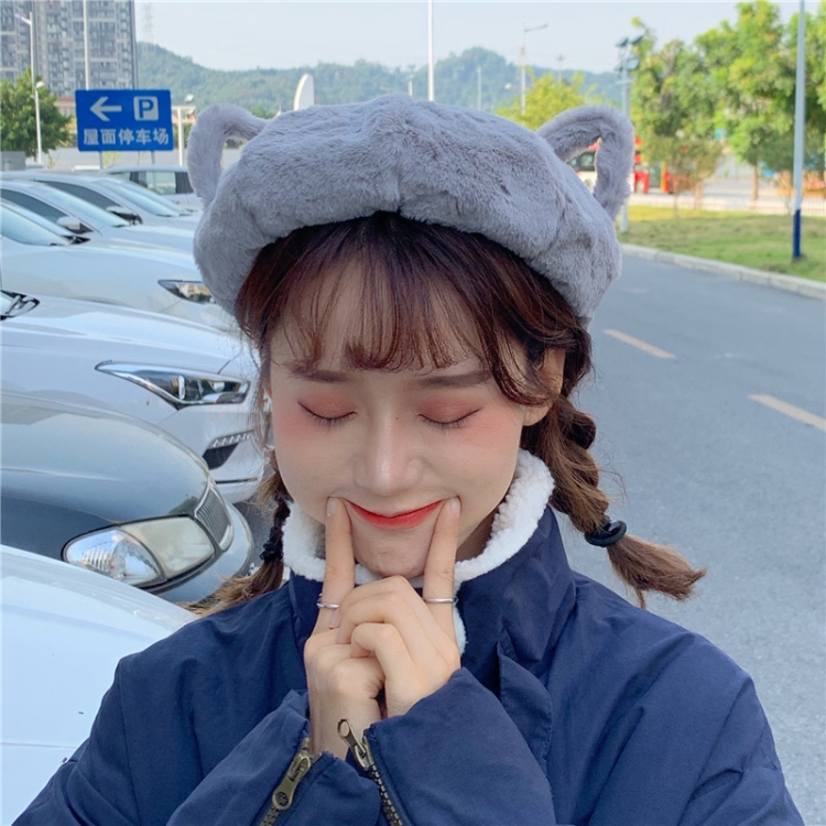 

Autumn And Winter All-Match Octagonal Hat Warm and Cute Beret, Size: M (56-58cm)(Gray)