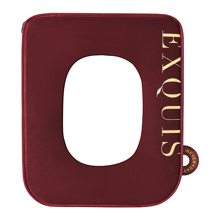

Household Waterproof Toilet Seat With Zipper And Handle, Style:Square(Wine Red)