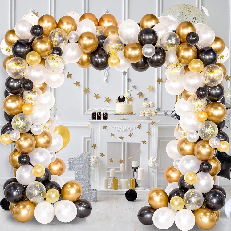 

Classic Black Gold Latex Balloon Set Birthday Party Balloon Chain Room Decoration Set