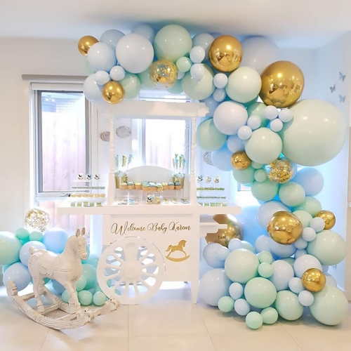 

Macaron Green And Blue Balloon Chain Package Birthday Wedding Party Background Wall Decoration Balloon Combination