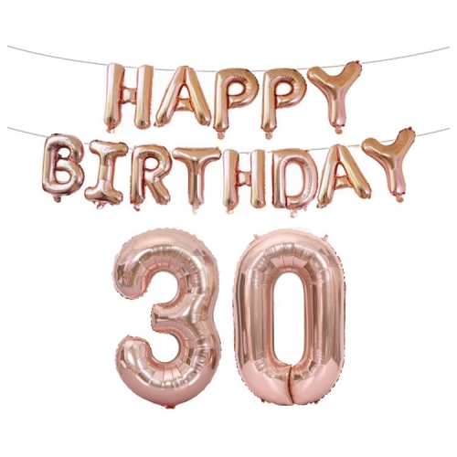 

Birthday Decoration Aluminum Foil Balloon 40 Inch Big Number Aluminum Foil Balloon Decoration Set, Style:30(Rose Gold)