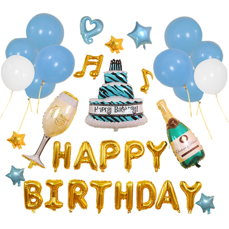 

Birthday Balloon Decoration Set Children Birthday Party Decoration Supplies Cartoon Letter Aluminum Balloon(Blue)