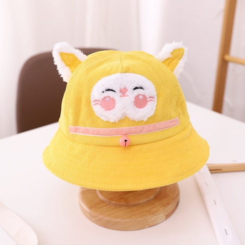 

MZ9914 Autumn and Winter Two Ears Cat Shape Children Hat Baby Fisherman Hat Pot Hat with Small Bell, Size: 50cm(Yellow)