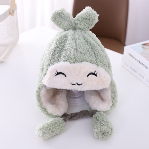 

MZ9999 Children Hat Winter Plush Rabbit Ears Smiley Face Pattern Baby Ear Protection Caps Warm Hat, Size: Suitable for Children Aged 2-8(Light Green)