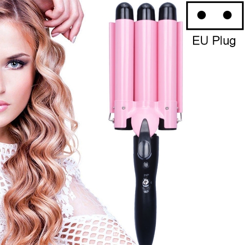 

20-32m Automatic Ceramic Perm Splint Hair Curler 3 Barrels Big Wave Hair Curling Iron Tools, Size:32mm(Pink)