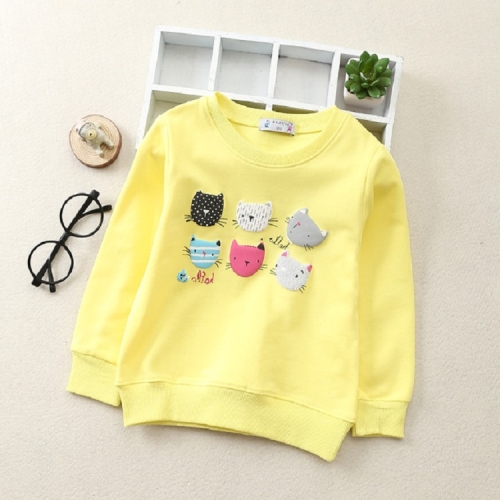 

Spring and Autumn Children Cartoon Animal Head Pattern Cotton Sweatshirt, Size:130cm(Yellow)