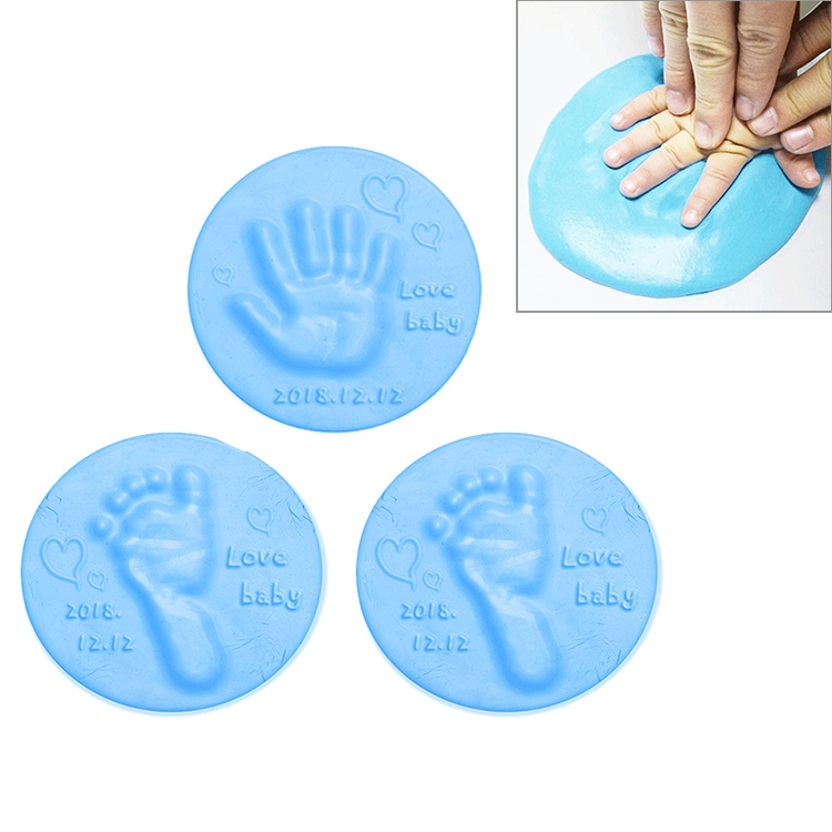 

10 PCS Baby Care Air Dry Soft Clay Baby Hand and Foot Inkpad(Blue)