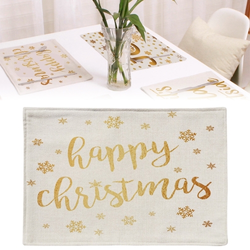 

2 PCS Flax Christmas Printed Decorative Placemats Dining Table Insulation Coasters, Specification: Single Side(HAPPY)