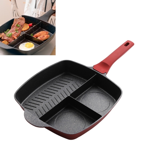 

3 In 1 Multifunctional Steak Frying Pan Breakfast Pan Non-Stick Pan(Red)