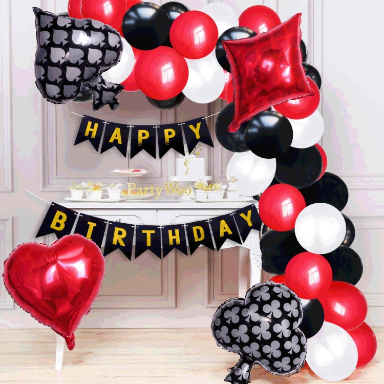 

Playing Cards Balloon Decoration Round Latex Aluminum Foil Balloon Decoration Set Playing Cards Balloon Party Decoration