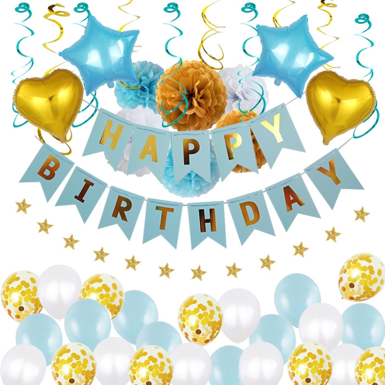 

Baby Birthday Party Venue Layout Set Aluminum Balloon Decoration Set(Blue)